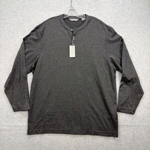 Daniel Cremieux Henley Shirt Mens XXL Charcoal Black Long Sleeve Tee Base‎ NEW